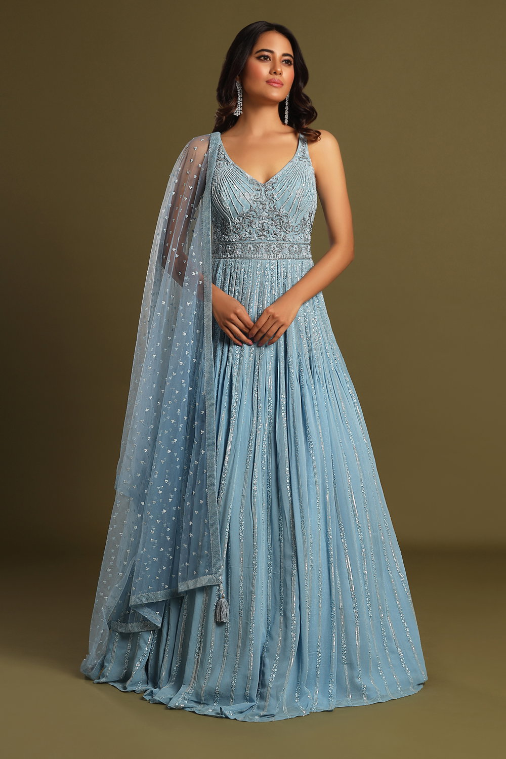 blue lace mermaid dress LaDivine CB099 Prom Dress - Blue main image 1
