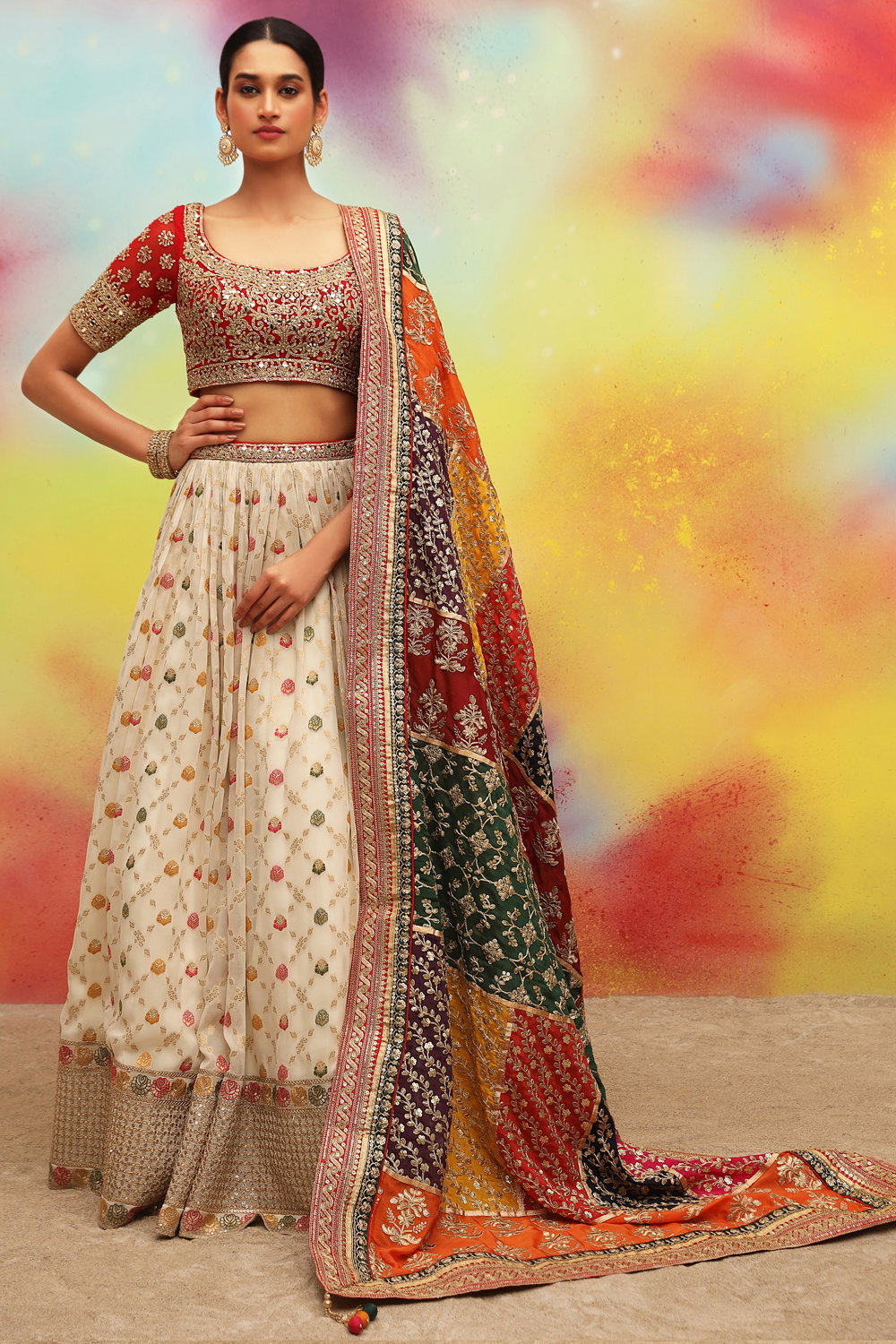 Digital Print Lehenga with Banarasi Dupatta and Embroidered Blouse main image 0