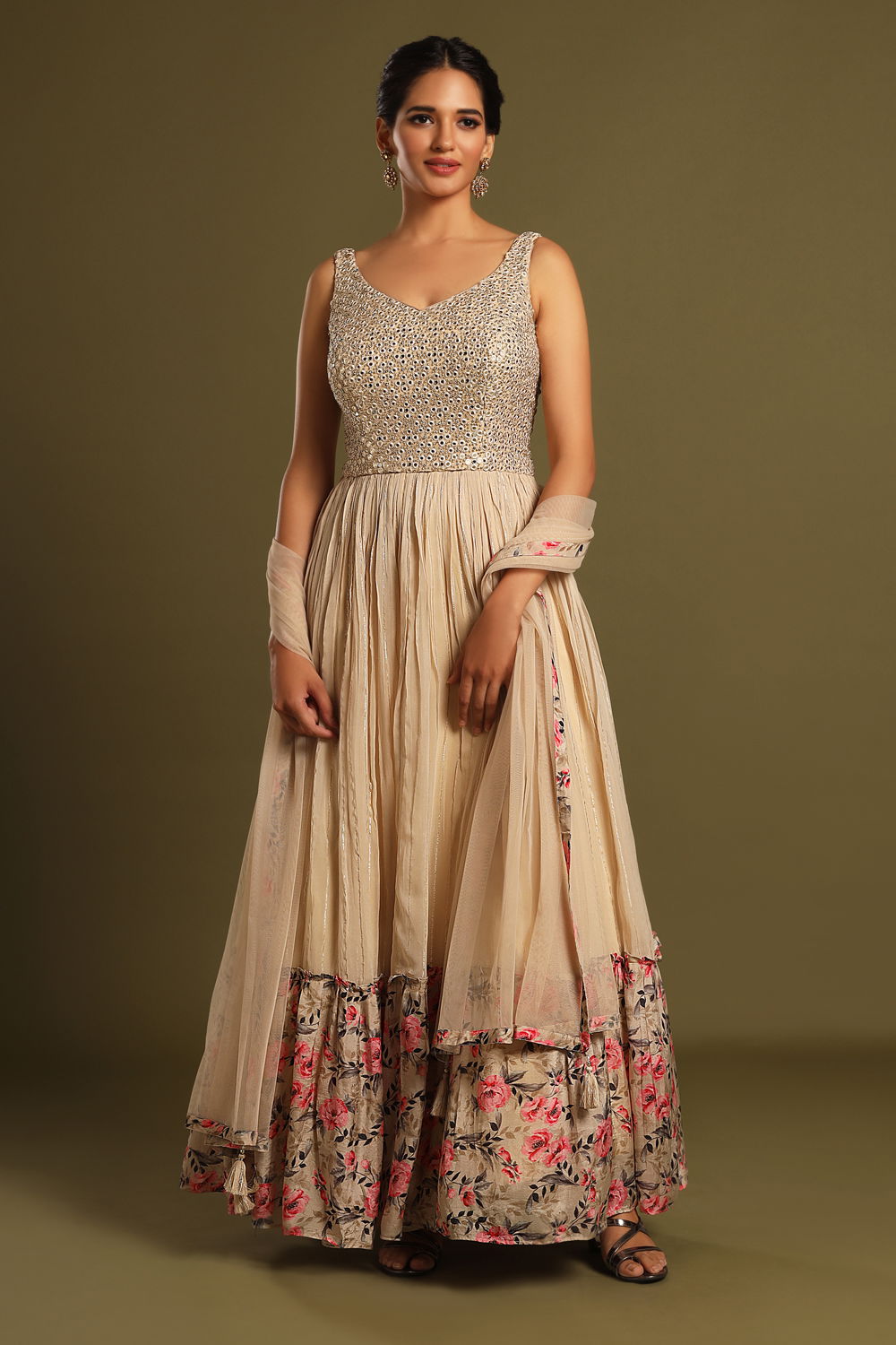 Cream and gold shops anarkali