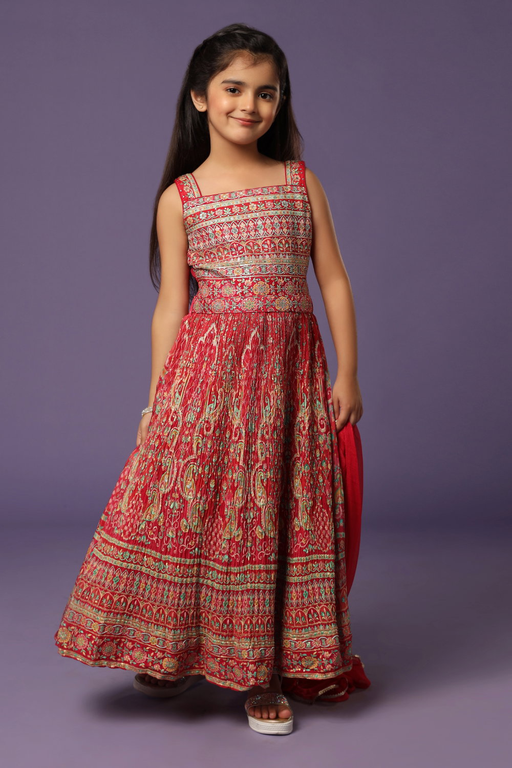 Cherry Rainbow Checks Gown