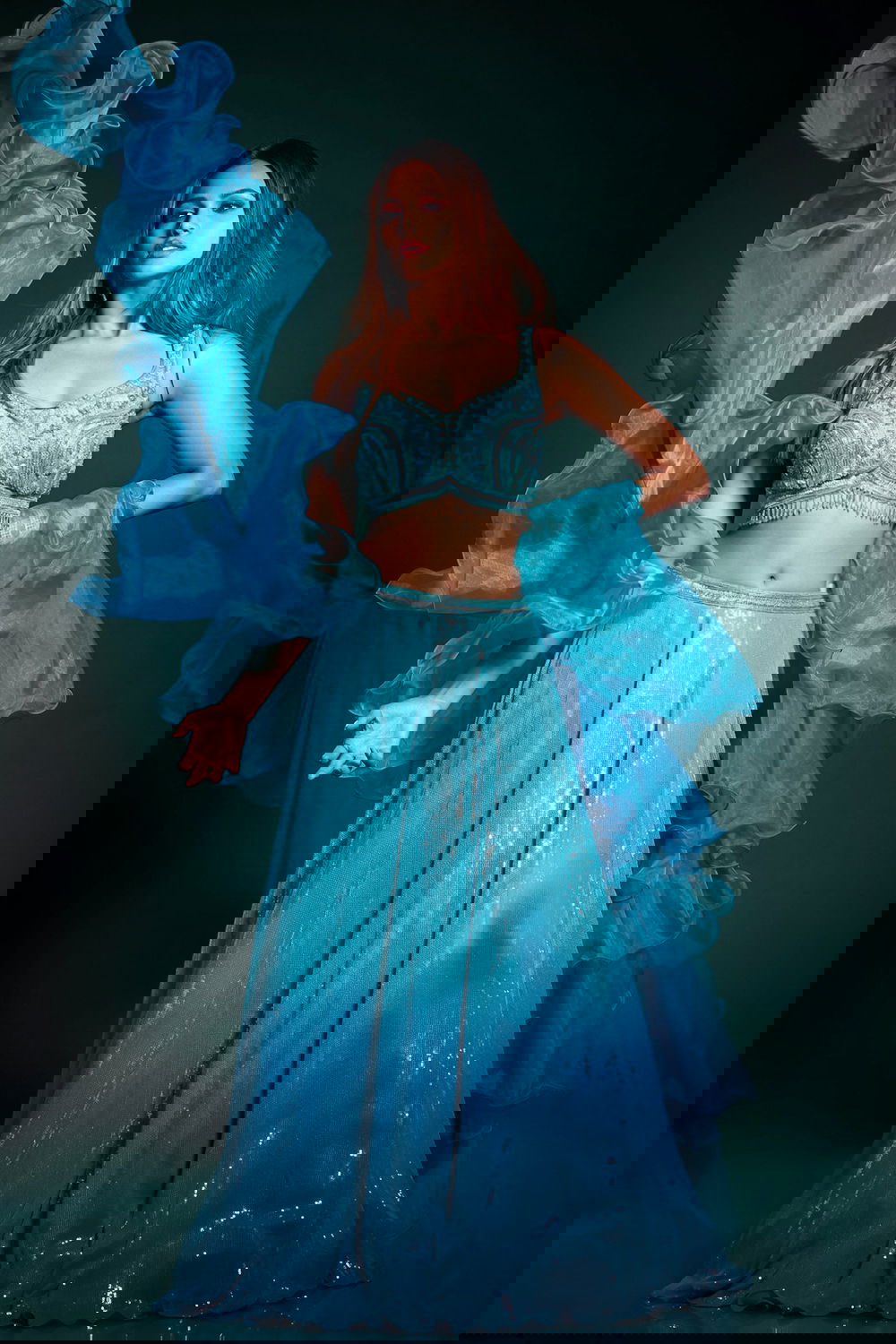 SKY BLUE TO OCEAN BLUE OMBRÉ PAANI TIKKI LEHENGA SET