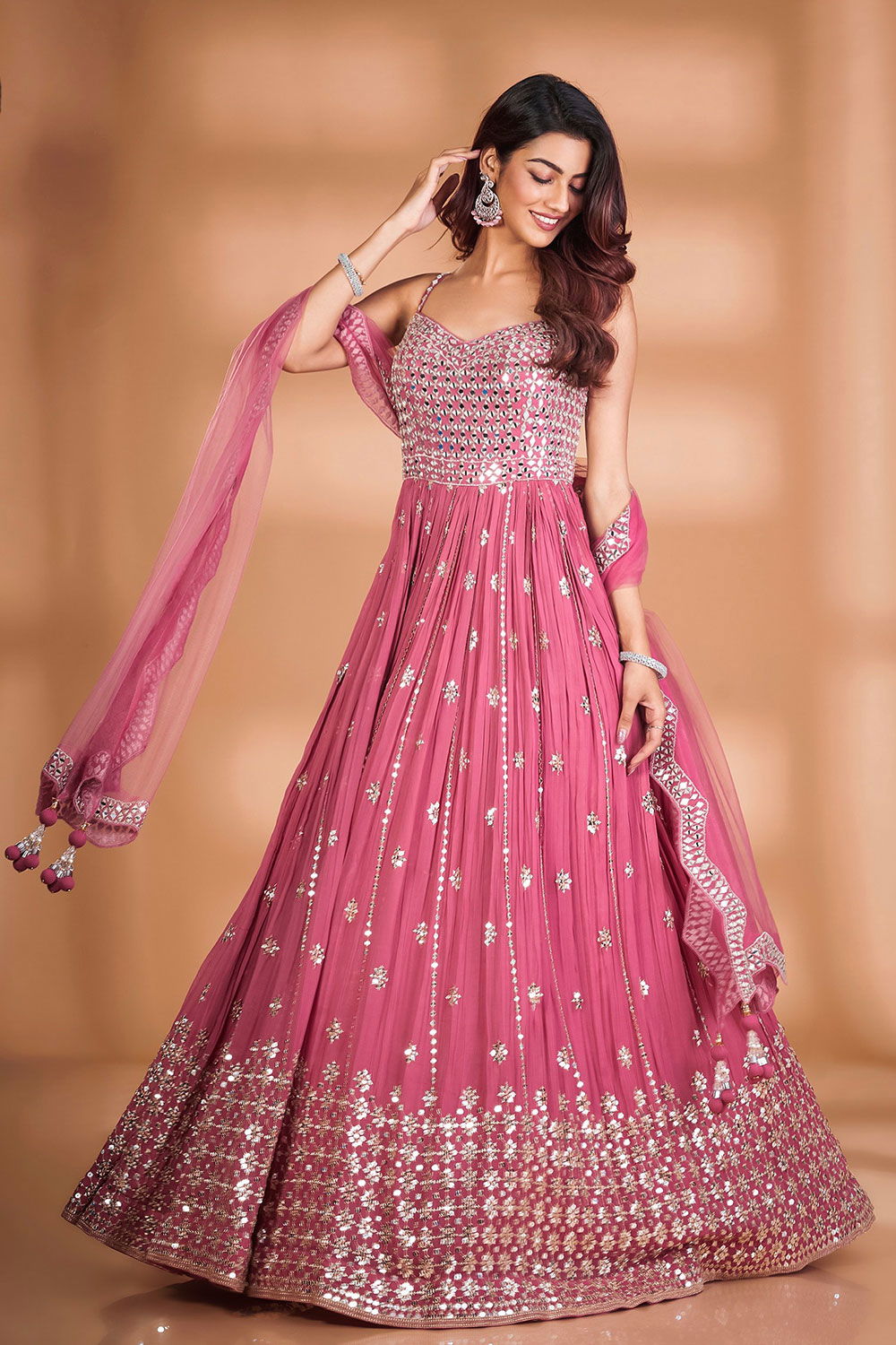 Light pink anarkali suit best sale