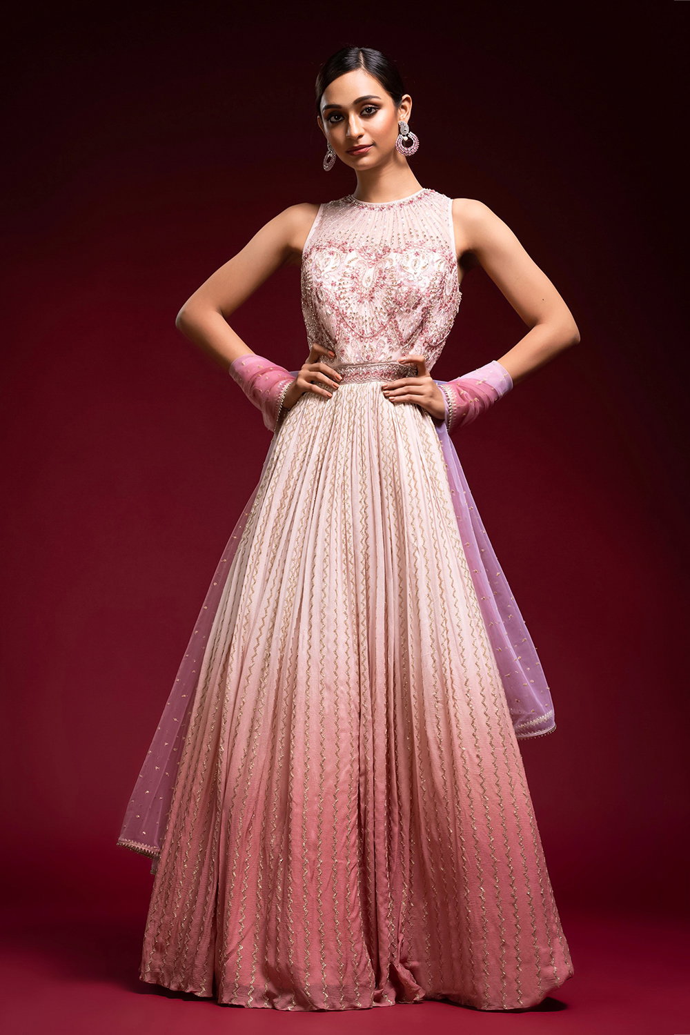 slim fit dress slacks Larissa Satin Maxi Dress with Ruched Petals / Blush Gold | Meshki main image 0