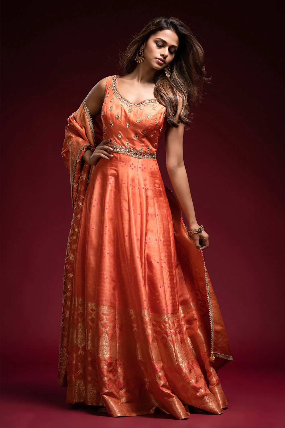 banarasi anarkali dress design Banarasi brocade silk anarkali organza dupatta