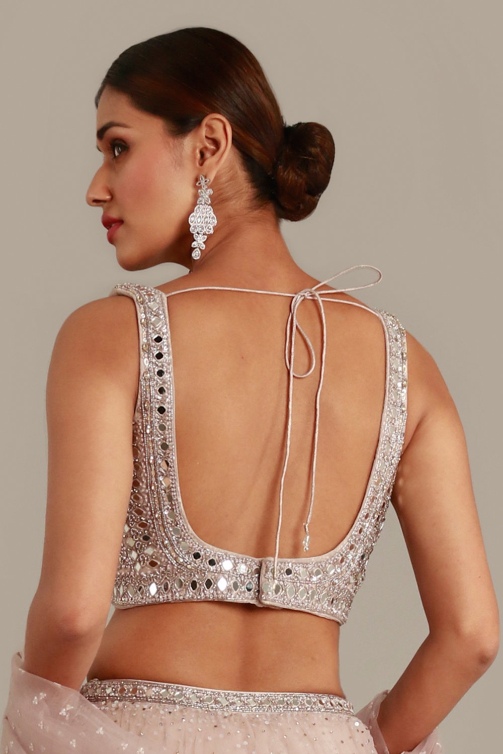 mirror work silver blouse